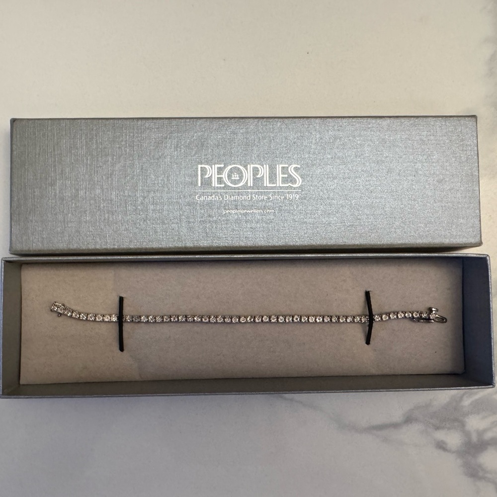 Peoples Sterling Silver 0.25 CT Diamond Tennis Bracelet